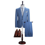 DAROuomo Mens Suit Slim Fit Casual One Button Grid Blazer Side Vent Jacket and Pant for Wedding Party