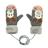 DARKAREA Winter Women Mittens Plus Cashmere Knitted Gloves Winter Gloves With Christmas Elk Pattern Lanyard Warm Female Mittens
