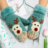 DARKAREA Winter Women Mittens Plus Cashmere Knitted Gloves Winter Gloves With Christmas Elk Pattern Lanyard Warm Female Mittens