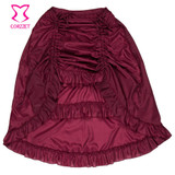 Dark Red Chiffon Adjustable Length Ruffles Victorian Gothic Skirt Sexy Corset Skirts Womens Steampunk Skirt Plus Size 6XL Saia