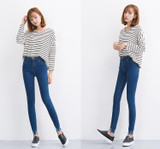 Dark Blue High Waist Jeans Women Skinny Ripped Jeans Denim Trousers Fashion Pencil Jeans For Women Stretch Pants Women