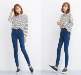 Dark Blue High Waist Jeans Women Skinny Ripped Jeans Denim Trousers Fashion Pencil Jeans For Women Stretch Pants Women