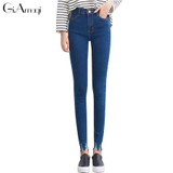 Dark Blue High Waist Jeans Women Skinny Ripped Jeans Denim Trousers Fashion Pencil Jeans For Women Stretch Pants Women