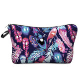 DAOXI Women Cosmetic Bags 3D Printing Colorful Feathers Fashion Storage Makeup Organizer for Travel 10021