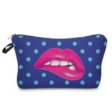 DAOXI Lip Cosmetic Bags 3D Printing Blue Dot Polyester Fashion Travel Organizer YY10176