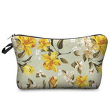 DAOXI 3D Leaf and Flower Printing Portable Large Cosmetic Bag Storage Women for Traveling Makeup Necessaries