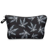 DAOXI 3D Leaf and Flower Printing Portable Large Cosmetic Bag Storage Women for Traveling Makeup Necessaries