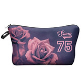 DAOXI 3D Leaf and Flower Printing Portable Large Cosmetic Bag Storage Women for Traveling Makeup Necessaries