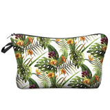 DAOXI 3D Leaf and Flower Printing Portable Large Cosmetic Bag Storage Women for Traveling Makeup Necessaries