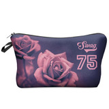 DAOXI 3D Leaf and Flower Printing Portable Large Cosmetic Bag Storage Women for Traveling Makeup Necessaries
