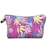 DAOXI 3D Leaf and Flower Printing Portable Large Cosmetic Bag Storage Women for Traveling Makeup Necessaries