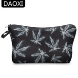 DAOXI 3D Leaf and Flower Printing Portable Large Cosmetic Bag Storage Women for Traveling Makeup Necessaries