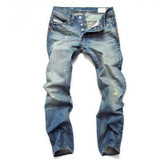 DANT BULUN Blue Jeans Men Straight Denim Jeans Trousers  28-42 High Quality Cotton Logo Brand orange button Mens Jeans