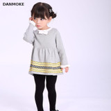 Danmoke Thick Warm Girl Dress Christmas Party Dresses Knitted Chiffon Winter Kids Girls Clothes Children CLothing Girl Dress