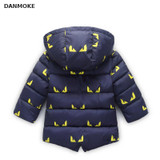 DANMOKE Fashion Patchwork Boys Jacket Outwear Warm hooded Winter jackets for boy Girls coat Children Winter Clothing Boys Coat