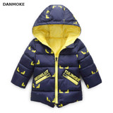 DANMOKE Fashion Patchwork Boys Jacket Outwear Warm hooded Winter jackets for boy Girls coat Children Winter Clothing Boys Coat