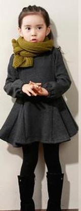 Danmoke 2017 Winter Girls Dress Thicken Girls Warm Velvet A Letter Dress Kids Cute Bow Dress