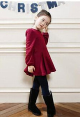 Danmoke 2017 Winter Girls Dress Thicken Girls Warm Velvet A Letter Dress Kids Cute Bow Dress