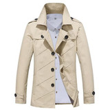 DANJIESHI Men Slim Trench Man Solid Single Breasted Coats Male Fashion Turn-down Collar Outerwear Size M-4XL 5 Colors