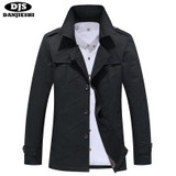 DANJIESHI Men Slim Trench Man Solid Single Breasted Coats Male Fashion Turn-down Collar Outerwear Size M-4XL 5 Colors