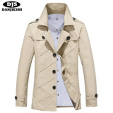 DANJIESHI Men Slim Trench Man Solid Single Breasted Coats Male Fashion Turn-down Collar Outerwear Size M-4XL 5 Colors