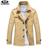 DANJIESHI Men Slim Trench Man Solid Single Breasted Coats Male Fashion Turn-down Collar Outerwear Size M-4XL 5 Colors
