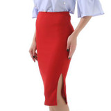 Danjeaner Women Knitted Elastic High Waist Pencil Skirts Fashion Vintage Split Bodycon Knee-length Midi Skirts Saia Femininas Danjeaner Women Knitted Elastic High Waist Pencil Skirts Fashion Vintage Split Bodycon Knee-length Midi Skirts Saia Femininas