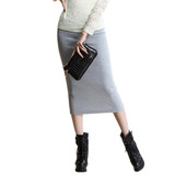Danjeaner 2017 Autumn Winter Women Slim Split Long Skirts High Waist Knitted Cotton Pencil Skirts Super Elastic Maxi Skirts
