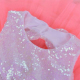 Kids Baby Flower Girls Bow Sequins Tulle Tutu Dress Princess Party Wedding Gown Dresses