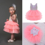 Kids Baby Flower Girls Bow Sequins Tulle Tutu Dress Princess Party Wedding Gown Dresses