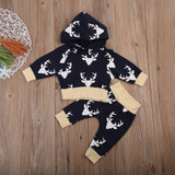 Kid Newborn clothing Set Infant Baby Girl Boy Clothes Long Sleeve Deer Hoodie Tops+Pants Leggings 2Pcs Outfits Set