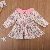 Kid Infant Baby Girl Dress Princess Peter pan Collar Long Sleeve floral baby girl Dresses Toddler newborn baby girl Outfit Dress
