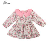 Kid Infant Baby Girl Dress Princess Peter pan Collar Long Sleeve floral baby girl Dresses Toddler newborn baby girl Outfit Dress