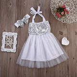 Kid Baby Girls Lace Sequins Sleeveless Dresses Newborn infant tulle dress