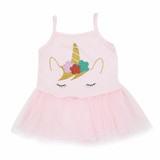 Kid Baby Girls Pink Lace Unicorn Princess Dress Pink Party Wedding Tulle Tutu Ball Gown Dress 2-5Y