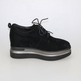 Kickway women height increasing platform shoes mujer kid suede genuine women shoes round toe lace up party shoes for ladies 42