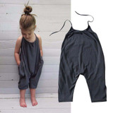 Baby Girl Clothes Set Kid Girls Fashion Sleeveless Sling Halter Overall Children Summer Sport Sunsuit Cotton Jumpsuit Kids Cloth