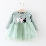 Baby Girl Clothes Rabbit Bow Ball Newborn Dress for Girls Long Sleeve Clothing Tutu Baby Party Clothes For Children Vestidos