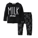 Baby girl clothes 2017 baby romper kids clothing milk printed t-shirt+pants cotton newborn baby boy clothing