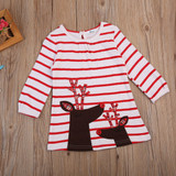 Baby Girl Autumn Dress Long Sleeve Christmas Casual Striped Kids Striped Dresses Warm Clothes