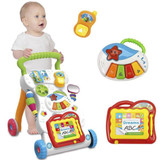 Baby First Steps Car Toddler Trolley Sit-to-Stand Walker for Kid's Early Learning Educational Musical Adjustable Baby Walker New
