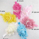 Baby Flower Headband White pearl Solid Color Girl Children Infant Baby Hairband Hair Accessories For Girls Princess Hairband
