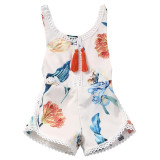Baby Floral tassel romper Newborn Baby Girls Kids sleeveless Romper Jumpsuit Cotton Sunsuit Outfits