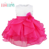 Baby Elegant Infant Girls Flower Dresses Long Wedding Bridesmaid Toddler Dress Pageant Bridal Formal Party Dress Baby Tutu Dress