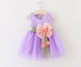 Baby Dresses for Girls Summer Cotton Baby Dress With Sashes 2017 Sleeveless Cute Solid Mesh Princess Dresses Baby Girl Clothing