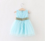 Baby Dresses for Girls Summer Cotton Baby Dress With Sashes 2017 Sleeveless Cute Solid Mesh Princess Dresses Baby Girl Clothing