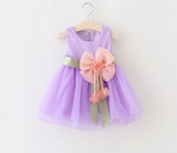 Baby Dresses for Girls Summer Cotton Baby Dress With Sashes 2017 Sleeveless Cute Solid Mesh Princess Dresses Baby Girl Clothing