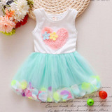 Baby Dress Promotion Knee-length Beach Floral 2017 New Summer Fashion Colorful Mini Dress Love Petal Princess Baby Clothes Girl
