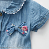 Baby Dress Girls Denim Summer Vestido Infantil Cotton Bow Clothing Flower Print Baby Dresses For Girls Fashion Children's Dress