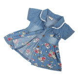 Baby Dress Girls Denim Summer Vestido Infantil Cotton Bow Clothing Flower Print Baby Dresses For Girls Fashion Children's Dress